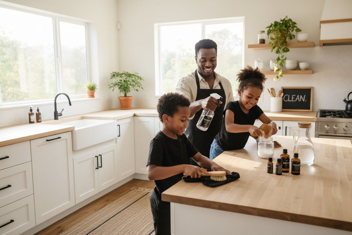 natural home cleaning family